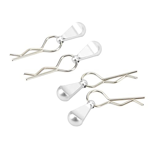 4Pcs Metal RC Car Body Clips with Pull Tabs for 1/8 1/10 Remote Control Car Upgrade Parts (Silver) - color: Silver