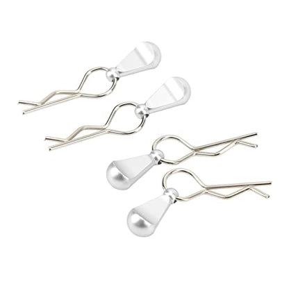 4Pcs Metal RC Car Body Clips with Pull Tabs for 1/8 1/10 Remote Control Car Upgrade Parts (Silver) - color: Silver