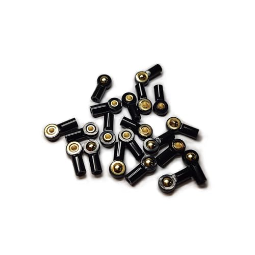 [20Pcs] M3 RC Ball Joint Rod End Links, CNC Aluminum Alloy M3 Rod Ends with Gold-Plated Copper Ball, Precision Linkage Ends for 1/10 RC Crawler Axial SCX10, Traxxas, Tamiya, Redcat -Black - color: Black