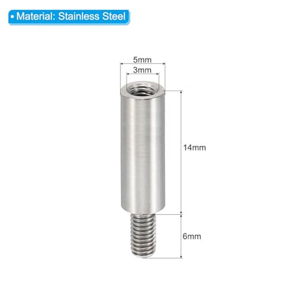 PATIKIL 24pcs M3 Standoffs, M3 14+6mm Spacer Standoffs Steel Threaded Standoffs Screws Kit 3mm ID 5mm OD Metric Male Female Thread Adapters for Circuit Board PCB RC Drones Motherboard - size: 14+6mm L