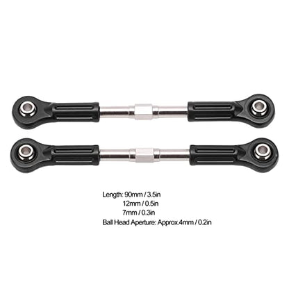 Metal Steering Tie Rod, Durable Alloy Ball Head Linkage Set for 1/8 1/10 Scale RC Car Parts, 2pcs Steel Construction for High Speed RC Trucks SUV Off-Road Racing