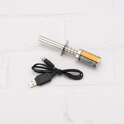 Create idea 1 Set 1800MAh Nitro Glow Plug Starter Rechargeable Igniter with DC 3.7V 300mA Battery Charger for Gas Nitro Engine Compatible with 1/8 1/10 RC Cars