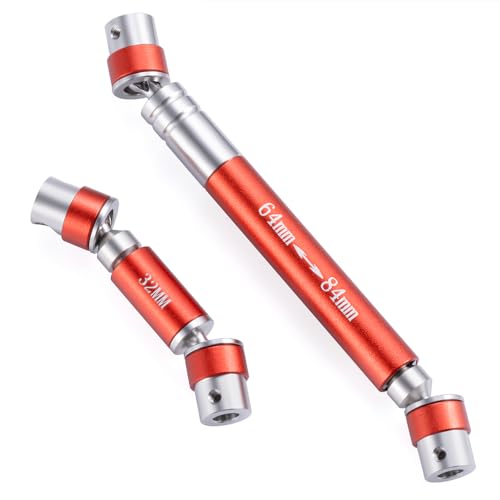 RCLIONS Stainless Steel RC Drive Shaft 32+64mm Driveshaft Upgrade for 1/24th AXIAL SCX24 AXI90081 Deadbolt AXI00004 4WD Rock Crawler Car Parts (Red) - color: Red