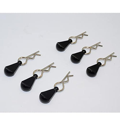6X Metal Body Clip R-Shape Pins with Pull Tabs for 1/8 and 1/10 Scale RC Car - Metal Construction - Easy Disassembly - Perfect for RC Crawlers, Trucks, gies - 6Pcs Pack - Random