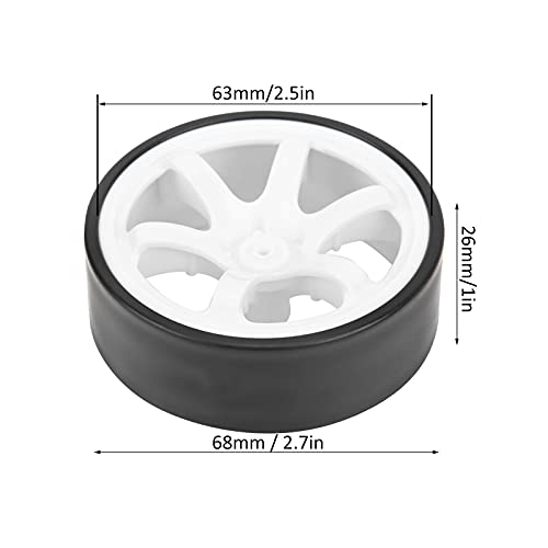 4Pcs 1/10 RC Drift Wheel Tire Set, 12mm Hex White Rims Fit HSP HPI Car | 6 spoke design, hard wear-resistant tires, easy to install, perfect replacement for on-road drift racing car parts