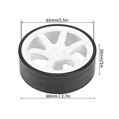 4Pcs 1/10 RC Drift Wheel Tire Set, 12mm Hex White Rims Fit HSP HPI Car | 6 spoke design, hard wear-resistant tires, easy to install, perfect replacement for on-road drift racing car parts