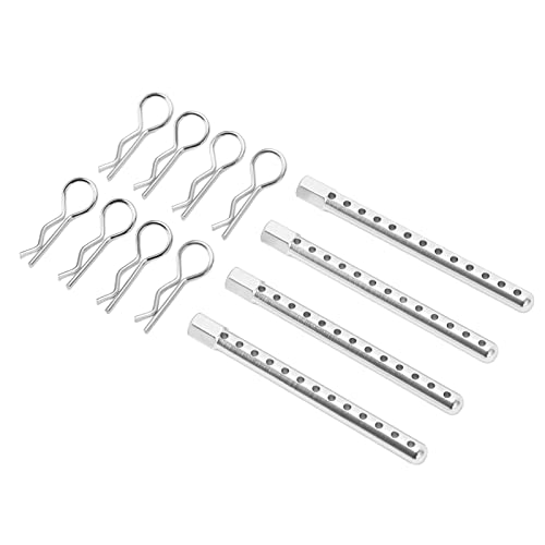 RC Body Post High Strength Aluminum Alloy RC Car Shell Column with Buckle for HSP 94102 94122 94103 94123 1/10 Scale RC Cars (Silver) - color: Silver