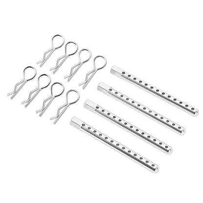 RC Body Post High Strength Aluminum Alloy RC Car Shell Column with Buckle for HSP 94102 94122 94103 94123 1/10 Scale RC Cars (Silver) - color: Silver