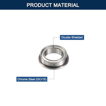MF148ZZ Flanged Ball Bearing, ID 8mm x OD 14mm x Width 4mm Miniature Bearings, Double Metal Shielded Deep Groove Bearings, Pre-Lubricated (GCr15) Chrome Steel 10pcs - size: MF148ZZ 8mmx14mmx4mm