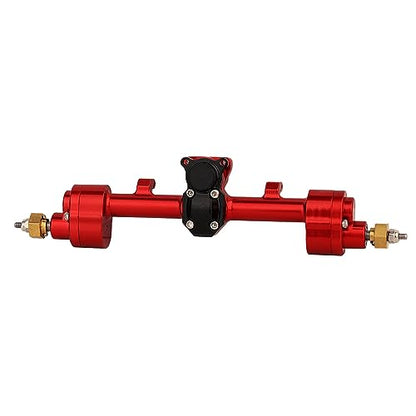 Aluminum Complete Front & Rear Portal Axle with Servo Arm for SCX24 Bronco Gladiator Deadbolt JLU C10 Axial 1/24 RC Crawler Metal Upgrade Parts (Red) - color: Red