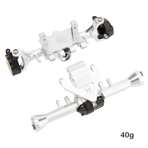 MEUS RACING Ascent 32 Axle Housing with Skid Plate Diff Cover and Steering Knuckles Kit for Redcat Ascent-32 1/32 RC Crawler Upgrades (Silver) - color: Silver