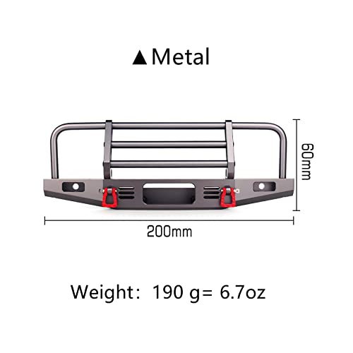 INJORA Adjustable Front Bumper for with Led Light for Axial TRX4 SCX10 SCX10 II 90046 90047 RC Car Upgrade Part(Grey) - color: Grey