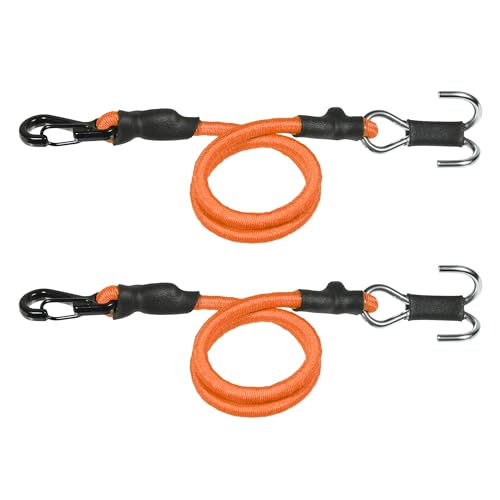 2pcs 280mm Elastic Strap Escape Rope Kinetic Winch Strap with Rescue Trailer Hook for 1/18 1/24 RC Crawler Car TRX4M High Trail SCX24 FCX24 (Orange) - color: Orange