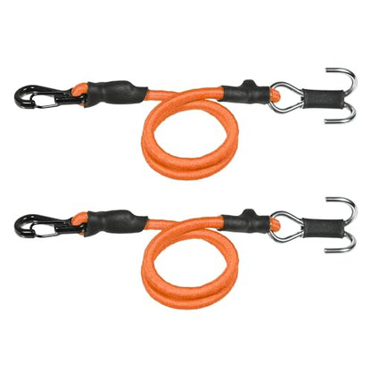 2pcs 280mm Elastic Strap Escape Rope Kinetic Winch Strap with Rescue Trailer Hook for 1/18 1/24 RC Crawler Car TRX4M High Trail SCX24 FCX24 (Orange) - color: Orange