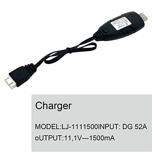 2 Pack 11.1V Lipo Battery Charger Cable,3S 2A LIPO Battery USB Charger Cables with XH-4P Plug Connector for Airsoft RC Car Drone Boats (3S/11.1V)