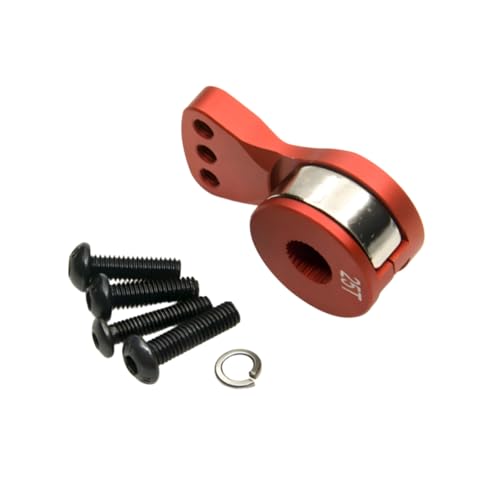 Aluminum Alloy 25T Servo Saver 3 Holes Adjustable Hi-Torque Servo Horn 25T Servo Arm Compatible with Futaba Tamiya Servos 1/10 Tra-xxas RC Car Boat Helicopter Upgrades (Red-M) - color: Red-m