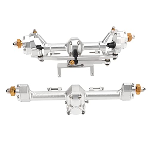 RiToEasysports SCX24 Portal Axle Upgrade Kit, CNC Machined Aluminum Alloy Front Rear Axle Assembly with Hardened Steel Gears for Axial 1/24 RC Crawler Car (Silver) - color: Silver