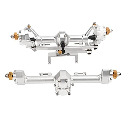 RiToEasysports SCX24 Portal Axle Upgrade Kit, CNC Machined Aluminum Alloy Front Rear Axle Assembly with Hardened Steel Gears for Axial 1/24 RC Crawler Car, Silver - color: Silver
