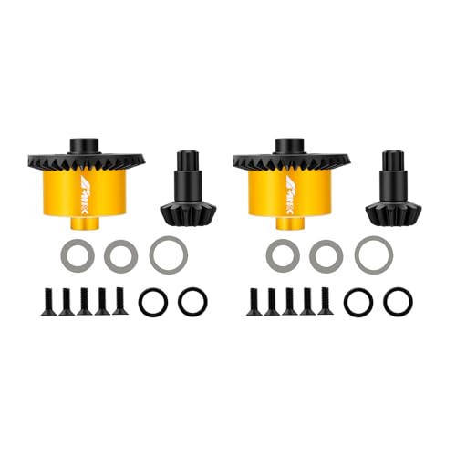 2PCS Diff Differential Case Cover 37t & 13t Gear Compatible with Arrma 1/10 Senton Big Rock Granite 3S BLX Diff Cover Outcast Kraton 4S 1/8 Typhon 3S Mojave Infraction Upgrades Part Yellow - color: Yellow