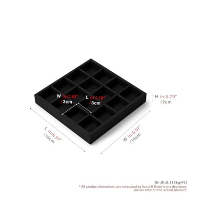 Oirlv Microfiber Stackable 16 Girds Jewelry Tray Multi-Compartment Jewelry Organizer - style: P13715