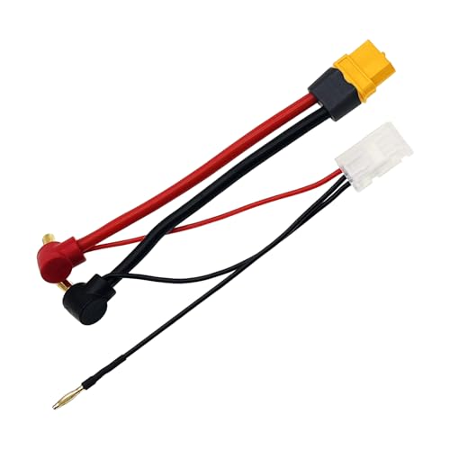 2PCS RC Lipo Battery Charging Cable T-Plug XT60H Female to 4mm 90° Bananna Plug with Balanced Charge Connector 12AWG Wire(10CM)