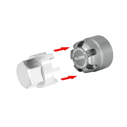 INJORA M2.5 Wheel Lock Nuts with Aluminum Cap for 1/18 RC Crawlers Upgrade(Gray) - color: Gray