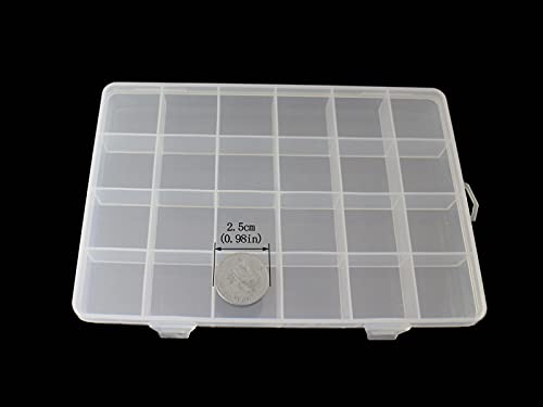4packs Plastic Organizer Box 24 Grids Clear Storage Container Jewelry Box with Fixed Dividers for Beads Art DIY Crafts Jewelry Fishing Tackles (4pcs 24 Grids Box) - size: 4pcs 24 Grids Box
