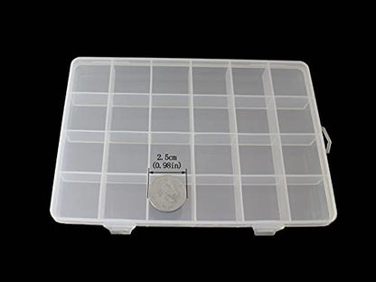 4packs Plastic Organizer Box 24 Grids Clear Storage Container Jewelry Box with Fixed Dividers for Beads Art DIY Crafts Jewelry Fishing Tackles (4pcs 24 Grids Box) - size: 4pcs 24 Grids Box