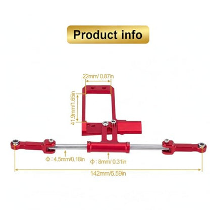 Aluminum BTA Servo Mount with Scale Hydraulic Steering Link for 1/10 RC Crawler, Compatible with Vanquish Phoenix VS4-10 F10 Portal Axle Upgrade Parts