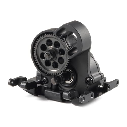 21% Overdrive MR24 Billet Transmission with Delrin Skid Plate for SCX24 Custom Build Brushless 1/24 RC Crawler Comp Rigs (Black) - color: Black