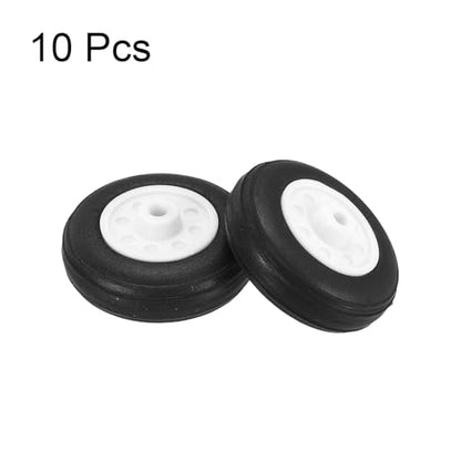 MECCANIXITY 10Pcs RC Airplane Wheels 1" OD Aircraft PU Rubber Tire Tail Airplanes Wheel Replacement for DIY Model Plane Helicopter Car - size: 1" OD