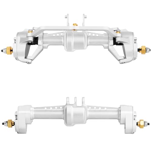 Aluminum Alloy Complete Front Rear Portal Axles with Steel Gears for 1/18 RC Crawler TRX4M Stock Upgrade Parts (Silver) - color: Silver