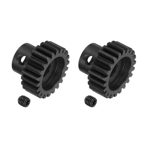 MECCANIXITY 2 Pcs RC 32P Hardened Pinion Gear 5mm Shaft, 22T Motor Gears Carbon Steel for 1/10 RC Model Car Boat Drone - style: 22T