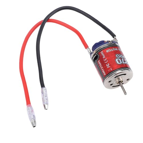 Alomejor RC Motor 370 Brushed Motor with Stainless Steel Casing 45T 2.3mm D Shaft for High Speed RC Car Boat Strong Magnetic Force Low Heat Generation