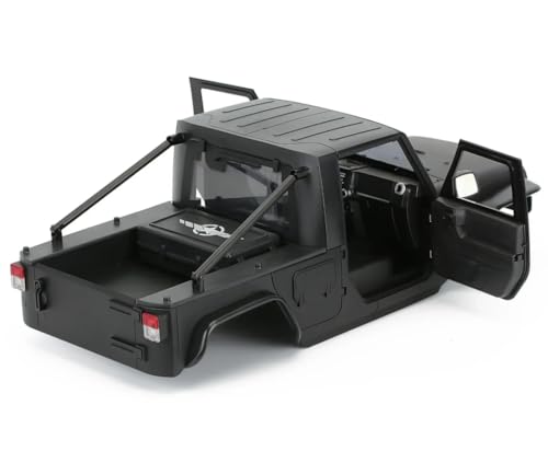 1/10 RC Pickup Body Shell Kit Unassembled - 313mm Wheelbase Wrangler Pickup Body,for RC Crawler Axial SCX10 SCX10 II 90046 DIY (Black) - color: Black