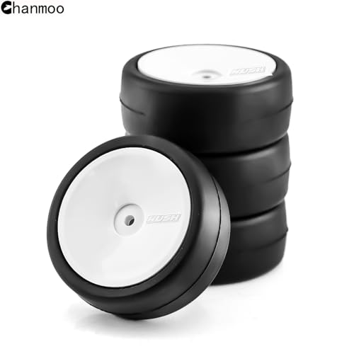 1/10 RC Rally Racing Tires and Hard Plastic Wheels Rims 12mm Hex Hub OD 65mm Drift Tyres for 1:10 Scale RC On Road Car Tamiya Traxxas HPI KYOSHO XV02 XV01 TA06 TT01 TT02 PTG2 144001 A959 4PCS