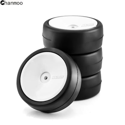 1/10 RC Rally Racing Tires and Hard Plastic Wheels Rims 12mm Hex Hub OD 65mm Drift Tyres for 1:10 Scale RC On Road Car Tamiya Traxxas HPI KYOSHO XV02 XV01 TA06 TT01 TT02 PTG2 144001 A959 4PCS