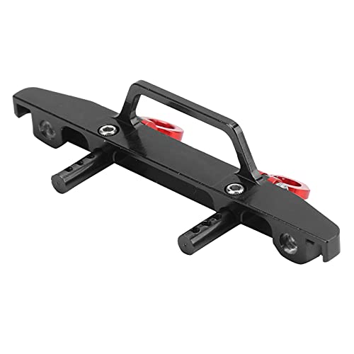 1/24 RC Car Front Bumper, Aluminum Alloy Metal Bumper Upgrade Parts Accessories with 2 Screw for SCX24 90081 RC Crawler Car (Black) - color: Black