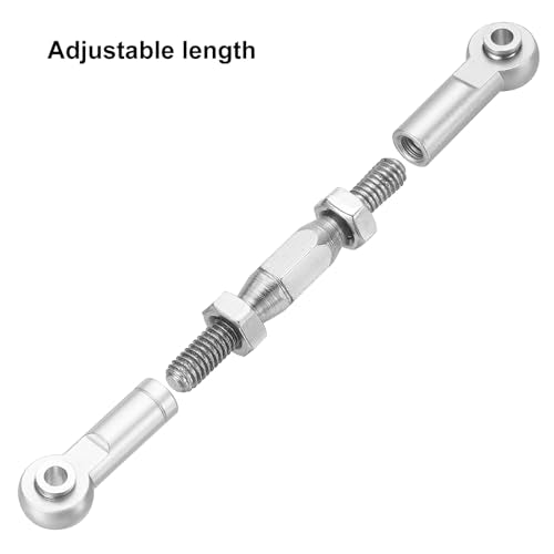 MECCANIXITY 4 Pcs Steering Servo Turnbuckle Rod RC Aluminum Alloy Linkages for HSP 1/10 94123 On-Road RC Car (Silver Tone, 63mm) - color: Silver Tone, size: 63mm