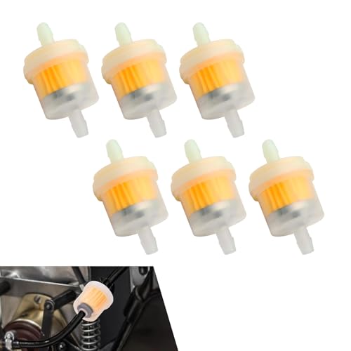 6 PCS 1/4" Gas Inline Fuel Filter, 6mm-7mm Inline Clear Fuel Filters with Magnet, Small Engine Fuel Filter for Motorcycles, Cars, Trucks and Gasoline Powered Engines (Yellow) - size: 6 PCS