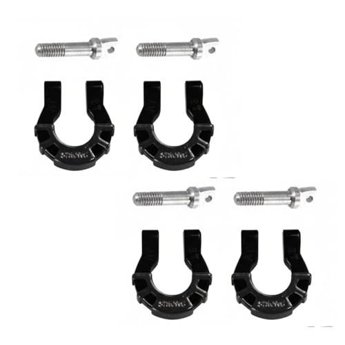 4 Pcs Metal Tow Shackle RC Trailer Buckle, Compatible with Axial SCX10 Tamiya CC01 RC4WD D90 D110 TF2 TRX-4, 1/10 Scale Crawler Car Accessories with Screws (Black) - color: Black