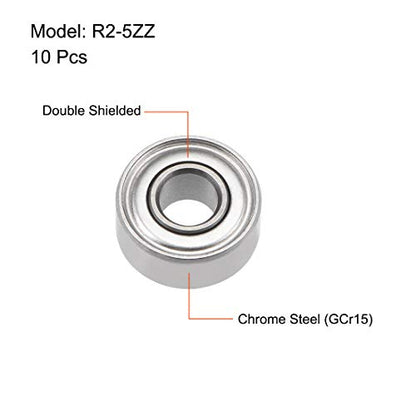 uxcell R2-5ZZ Deep Groove Ball Bearing 1/8-inchx5/16-inchx9/64-inch Shielded Z2 Lever Bearings 10pcs - size: 1/8"x5/16"x9/64"