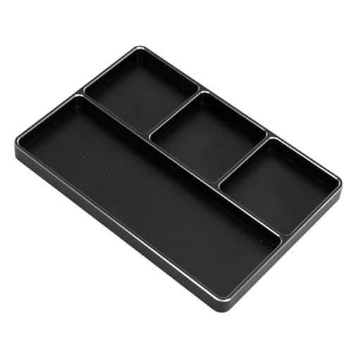 RC Repair Screw Tray, Aluminum Alloy 4 Grids Screw Tray with Magnetic Pad for 1/10 1/8 RC Car Airplanes Helicopters, Durable Tool Tray for Model Screws and Small Parts (Black) - color: Black