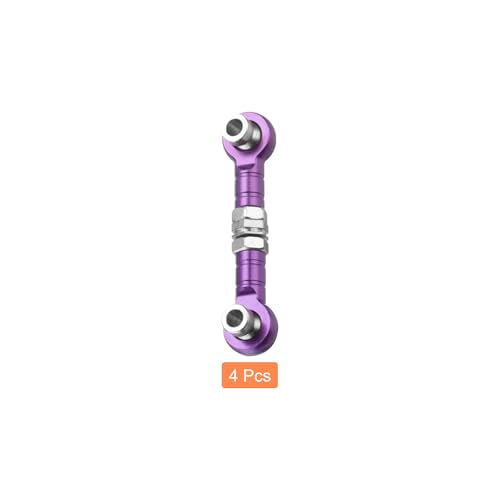 MECCANIXITY 4pcs Steering Servo Turnbuckle Rod RC Aluminum Alloy Linkages for HSP 1/10 94123 On-Road RC Car(Purple) - color: Purple, size: 32mm
