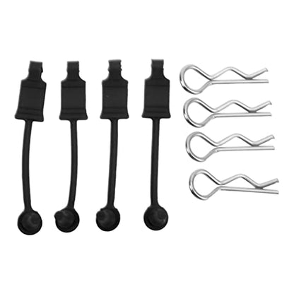 4 Set Car Clip Retainer Rc Car Body Shell Clip Retainers Steel Rubber Clips W Pull Tabs R Pins Universal Shell Replacement Parts for Remote Control Car Upgrade Part (Black) - color: Black