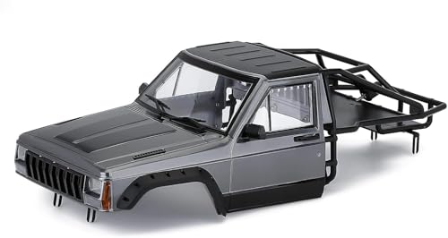 Hard Plastic RC Crawler Body Cab & Back-Half Cage Body Car Shell Upgrades Part for 1/10 RC Crawler Car for Axial SCX10 II 90046 TRX4 Redcat GEN8 (Grey) - color: Grey