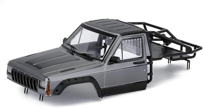 Hard Plastic RC Crawler Body Cab & Back-Half Cage Body Car Shell Upgrades Part for 1/10 RC Crawler Car for Axial SCX10 II 90046 TRX4 Redcat GEN8 (Grey) - color: Grey