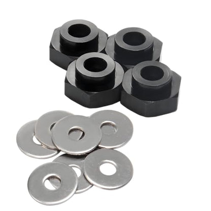 4PCS Aluminum Alloy 12mm Turn to 17mm Wheel Rim Hex Adapter Drive Hub Conversion Extension Compatible with Tamiya Axial Traxxa HPI Himoto HSP Losi Kyosho RC 1/10 On-Road Car Tires (Black) - color: Black
