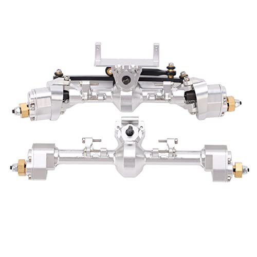 RC Car Portal Axle, CNC Aluminum Alloy Gear Assembly for Axial SCX24 1/24 Upgrade, Metal Front Rear Axle Set for Off Road Crawlers - color: Silver