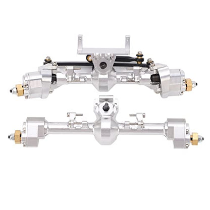 RC Car Portal Axle, CNC Aluminum Alloy Gear Assembly for Axial SCX24 1/24 Upgrade, Metal Front Rear Axle Set for Off Road Crawlers - color: Silver
